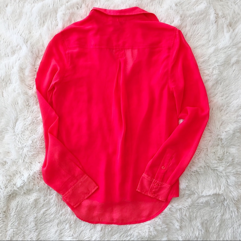 American Eagle Button Down Sheer Blouse Bright Or… - image 3